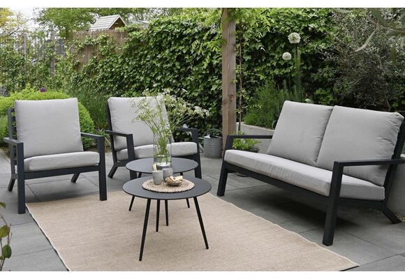 Loungestoel Bezano | Matt Black/Off White | Aluminium