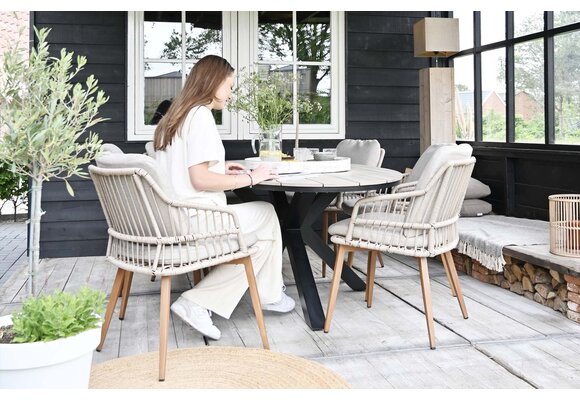 Dining tuinstoel Isabel | Sand/Wood | Rope