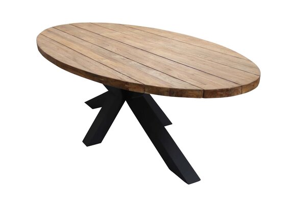 Ovale tuintafel Palu 240x120cm | Houten poot | Teakhout