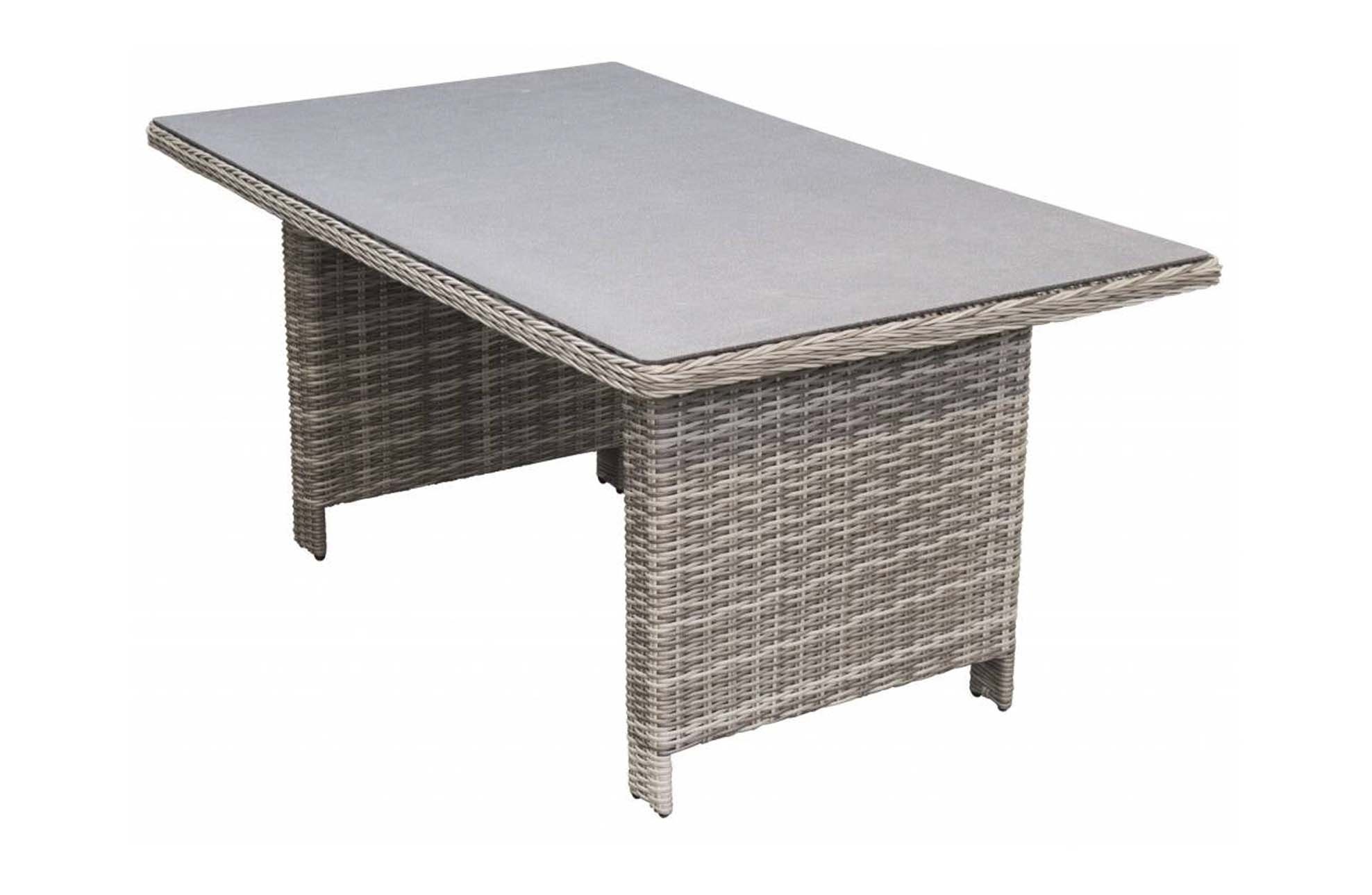 4 Seizoenen Tuinmeubelen Tuintafel Dublin 145x85cm | Ash Grey | Keramiek & Wicker