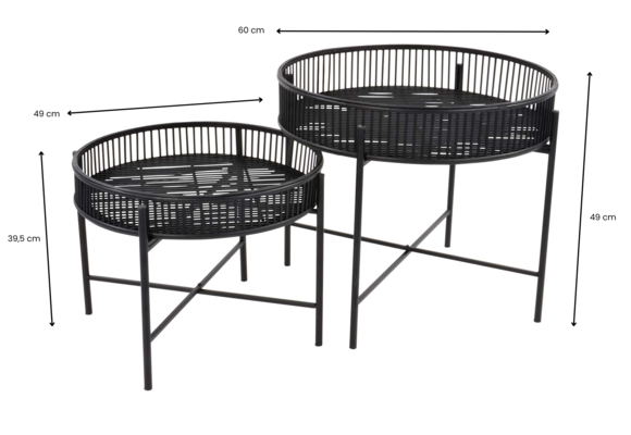 Bijzettafels Aiko | Black | Bamboe & Metaal | Lesli Living