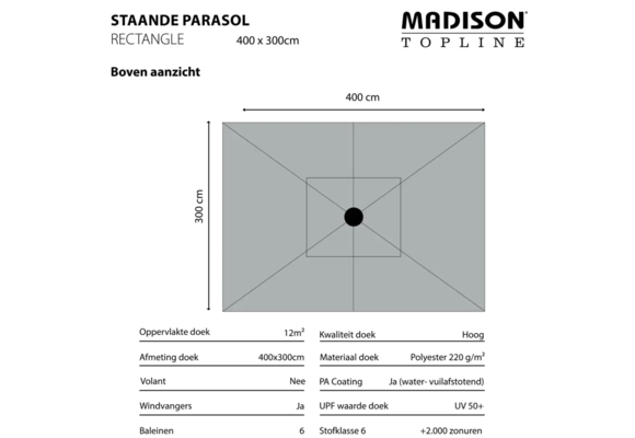 Madison Parasol | Rectangle | Ecru | 400x300cm