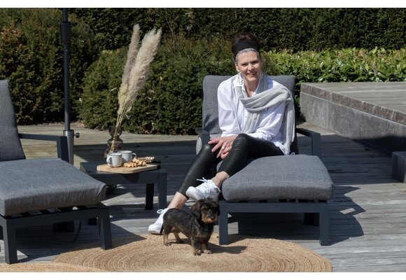 Loungestoel Bezano | Matt Black/Grey | Aluminium