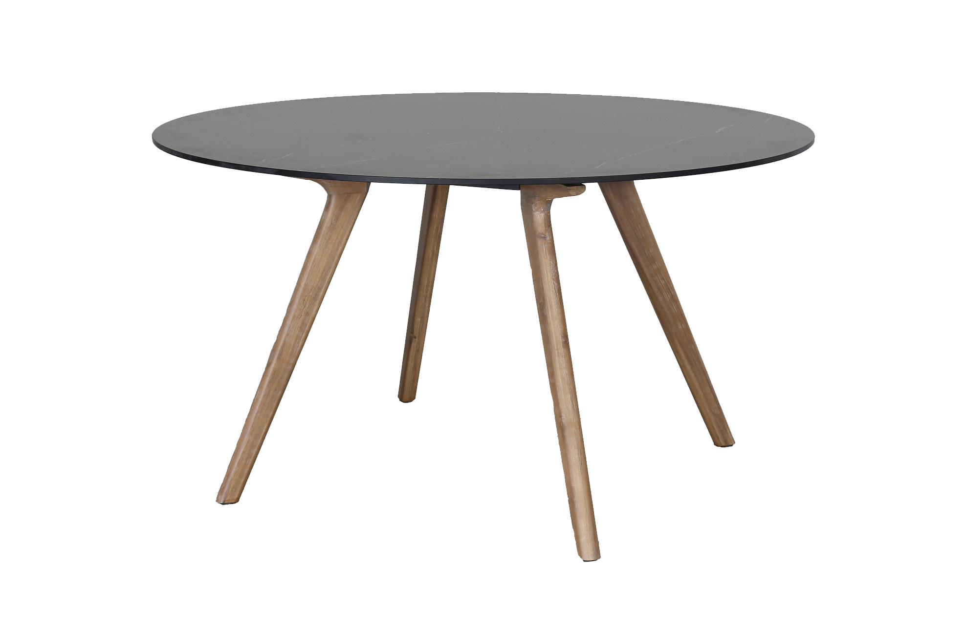 Eurofar Garden Furniture Ronde tuintafel Belvedere ø140cm | Black/Wood |  Aluminium & Keramisch glas