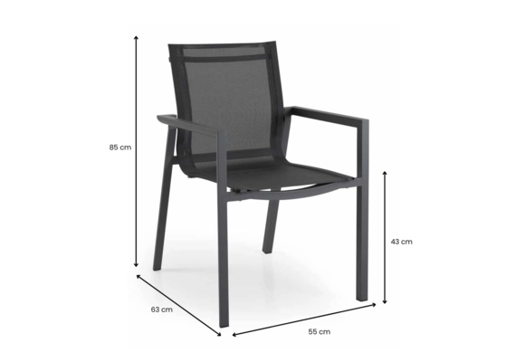 Stapelbare tuinstoel Delia | Black | textileen | Brafab