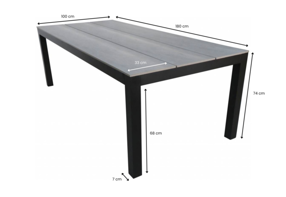 Tuintafel Cyprus 180x100cm | Grey | Showroom