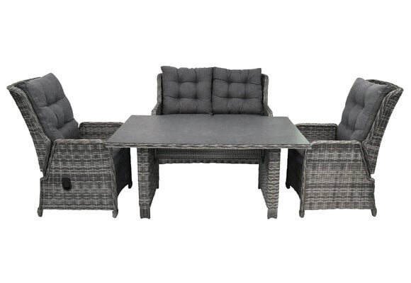 Stoel-bank verstelbare Lounge dining set Dublin | met 2-persoonsbank | Ash Grey | Showroom