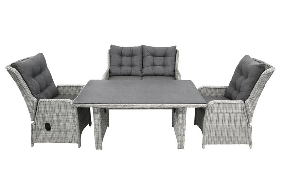 Stoel-bank verstelbare Lounge dining set Dublin | met 2-persoonsbank | Mystic Grey | Showroom