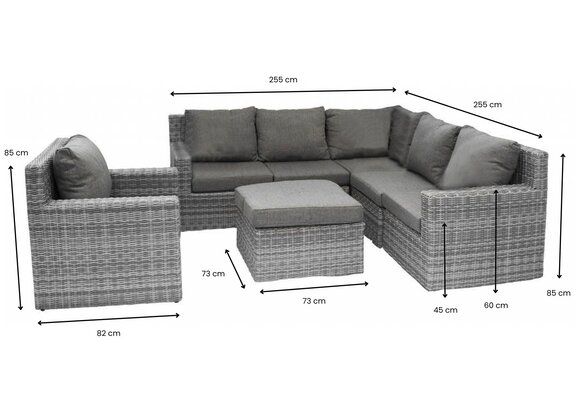 Hoek loungeset Santonio | 7-delig | met stoel | Showroom