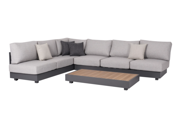 Loungetafel Fosega 142x70cm | Matt Black/Wood | Aluminium