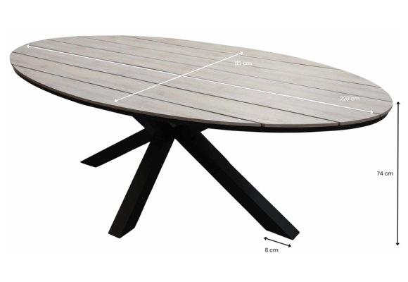 Tuintafel Cyprus ovaal 220cm | Wood | Showroom
