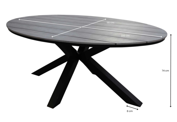 Tuintafel Cyprus ovaal 220cm | Grey | | Showroom