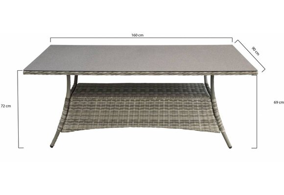 5-delige tuinset Dublin | 4 Dublin verstelbare stoelen | 160cm tuintafel (Ash Grey) | Showroom