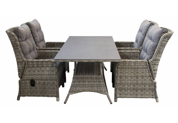 5-delige tuinset Dublin | 4 Dublin verstelbare stoelen | 180cm tuintafel (Ash Grey) | Showroom