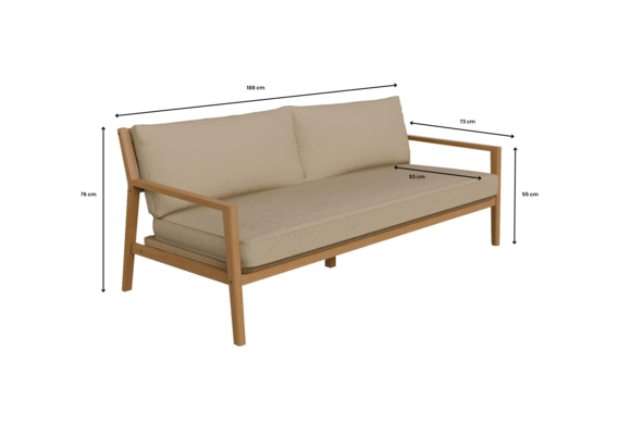 Stoel-bank Loungeset Felline | met 3-persoonsbank | Acaciahout | Sand
