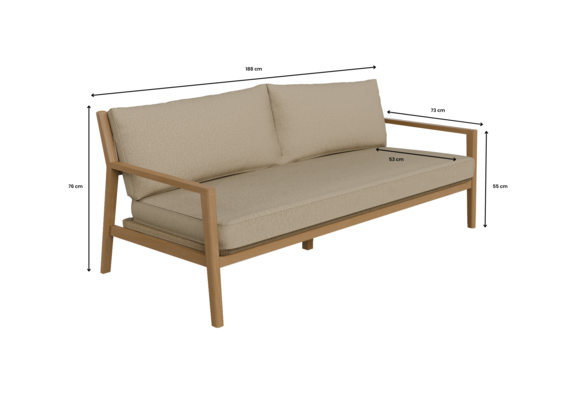 Loungebank Felline | 3-persoons | Naturel | Acaciahout