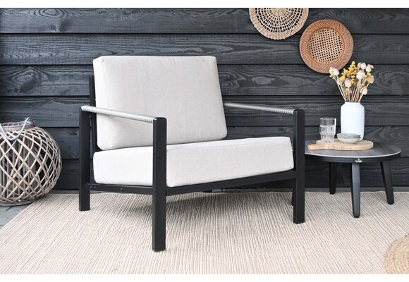 Loungestoel Nosso | Aluminium & Textileen | Black/Sand