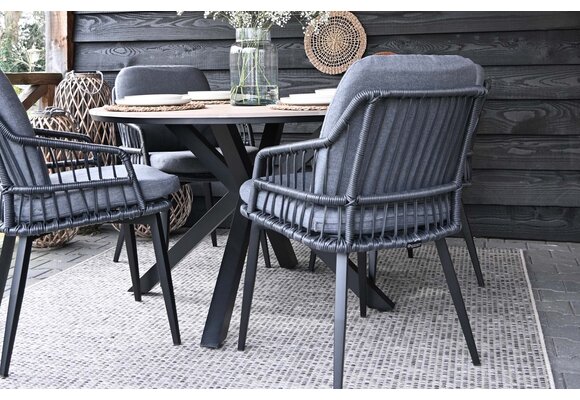 Dining tuinstoel Isabel | Black/Black | Rope