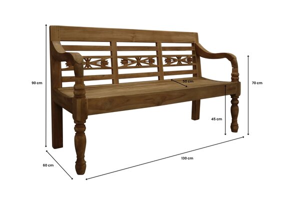 Stationsbank 2-zits | 130cm | Teakhout