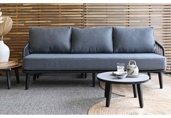 Loungebank Isabel | 3-persoons | Black/black | Rope