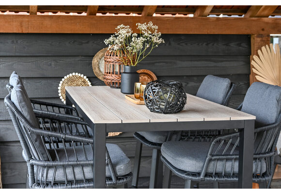 5-delige barset | 4 Isabel barstoelen Black | Cyprus bartafel 150x75cm Wood