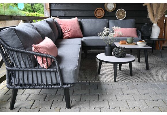 Hoek Loungebank Isabel | 3-delig | Black/Black  | Rope