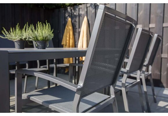 Stapelbare tuinstoel Mojito Negro | Grey | Aluminium & Textileen | Lesli Living