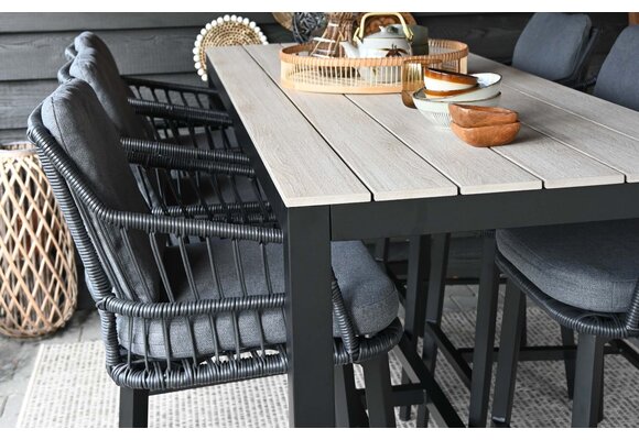 5-delige barset | 4 Isabel barstoelen Black | Cyprus bartafel 150x75cm Wood