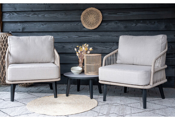 Loungestoel Isabel | Sand/black | Rope