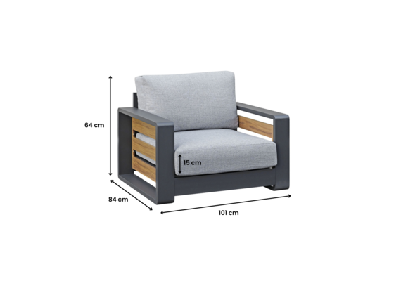 Loungestoel Fosega | Matt Black/Stone Grey | Aluminium