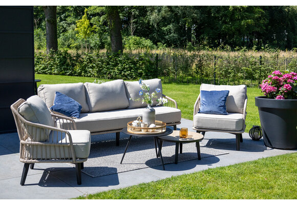 Loungebank Isabel | 3-persoons | Sand/black | Rope