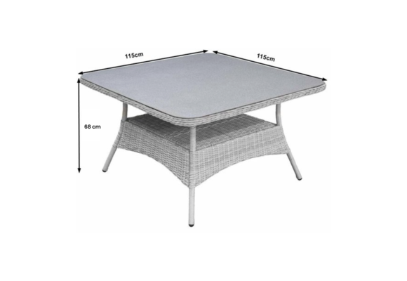 5-delige vierkante tuinset | 4 Dublin tuinstoelen (MG)  | 115x115cm tuintafel