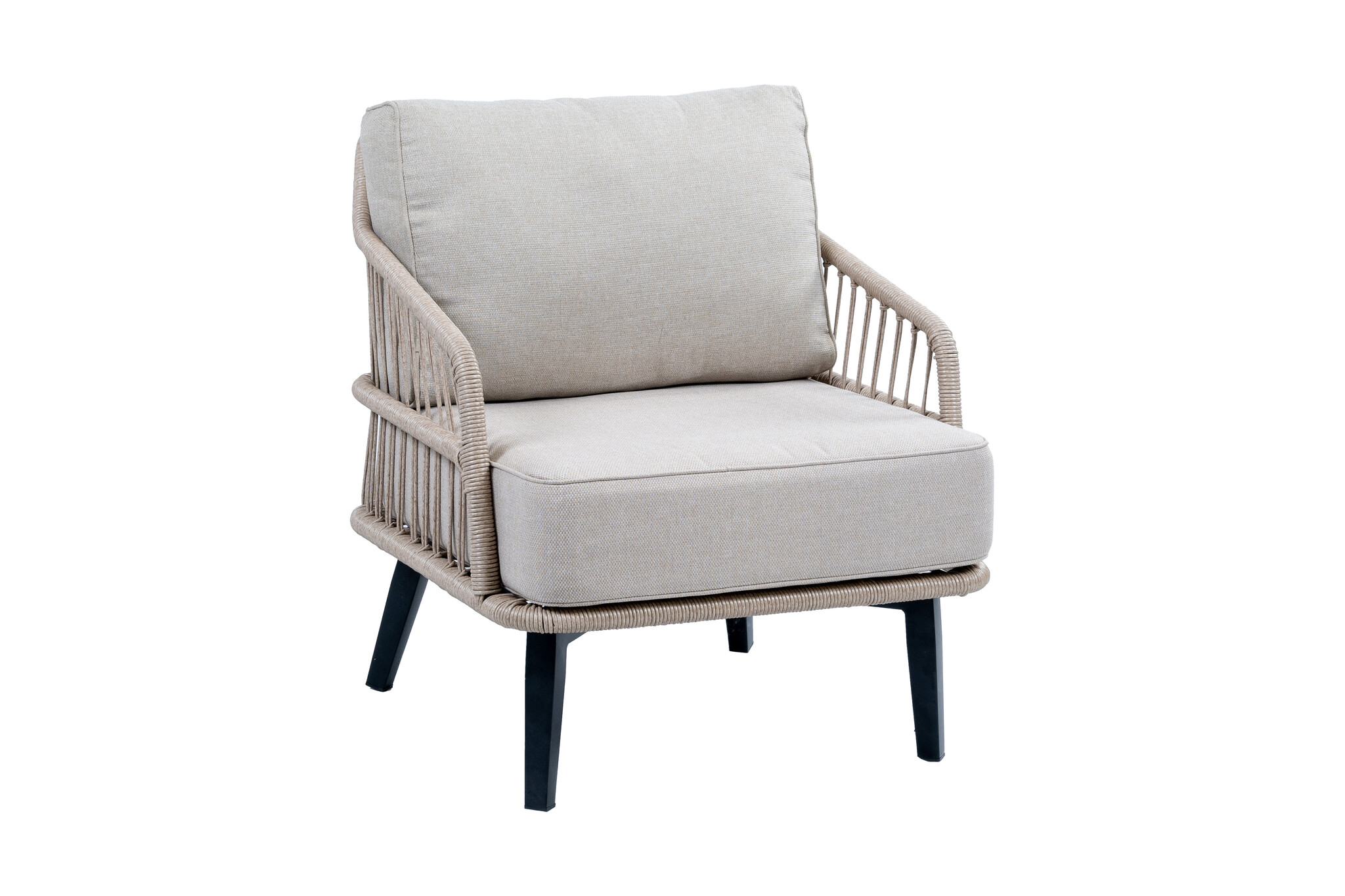 4 Seizoenen Tuinmeubelen Loungestoel Isabel | Sand/black | Rope