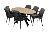 7-delige tuinset | 6 Isabel tuinstoelen | 220 cm ovale Cyprus tuintafel