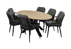 7-delige tuinset | 6 Isabel tuinstoelen | 220 cm ovale Cyprus tuintafel