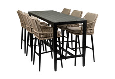 7-delige barset | 6 Isabel barstoelen | Cyprus bartafel 200x75cm