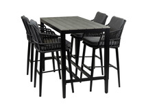 5-delige barset | 4 Isabel barstoelen | Cyprus bartafel 150x75cm