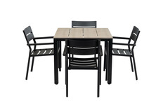 90x90 Cyprus | Wood + 4x Stapelbare tuinstoel Delia Zwart