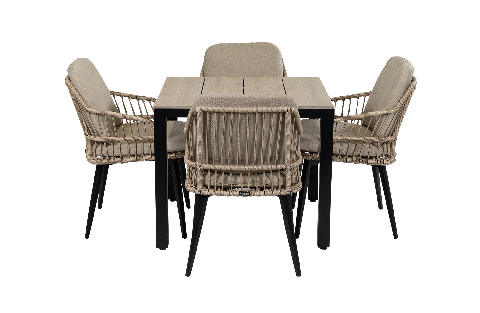 4 Seizoenen Tuinmeubelen 90x90 Cyprus | Wood + 4x Isabel | Sand