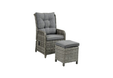 Dublin tuinstoel verstelbaar | Ash Grey + Hocker 40x40 | Ash Grey