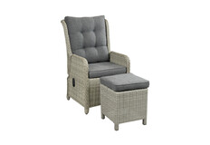 Dublin tuinstoel verstelbaar | Mystic Grey + Hocker 40x40 | Mystic Grey