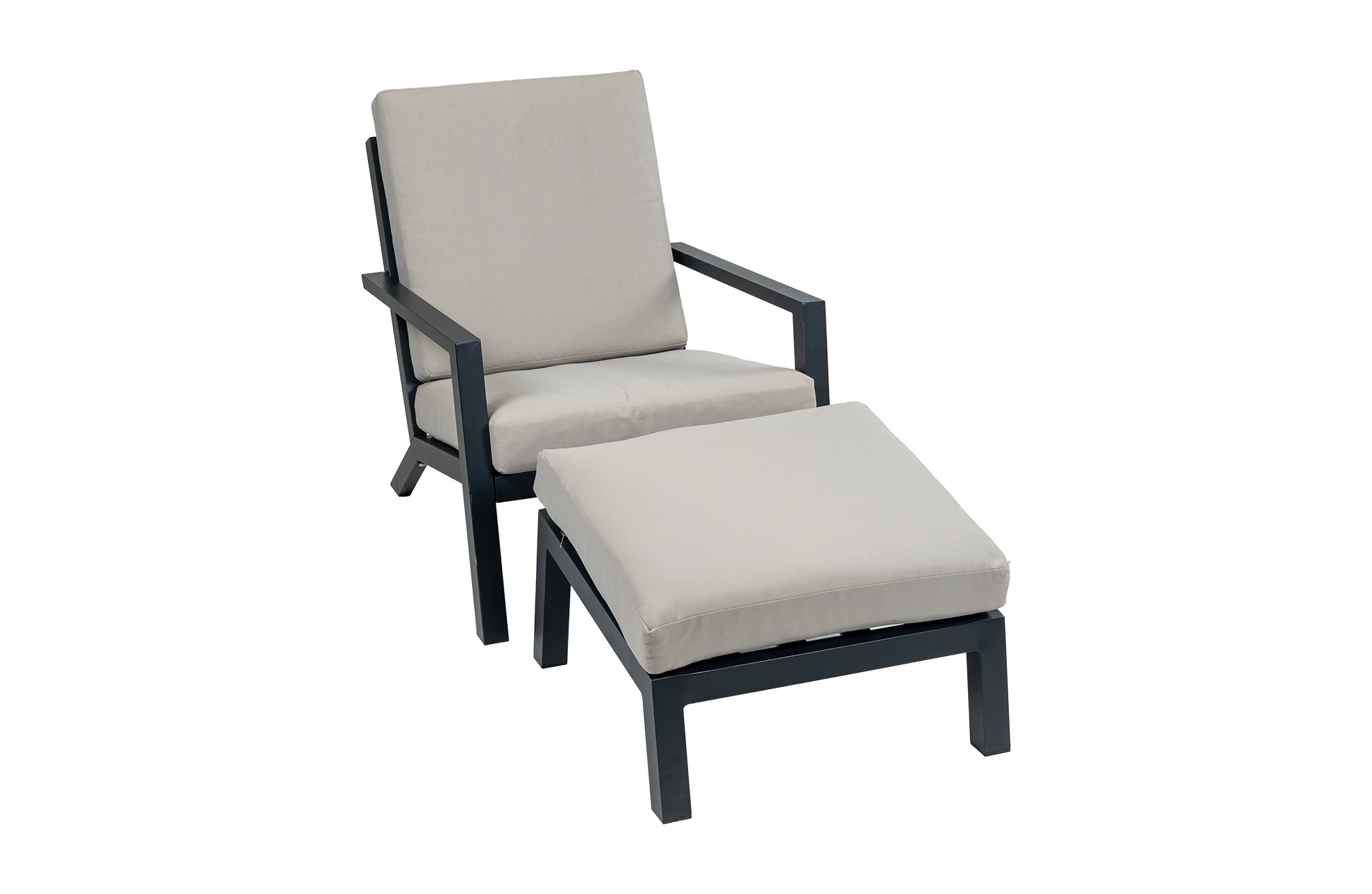 4 Seizoenen Tuinmeubelen Bezano Loungestoel | Off White + Voetenbank Bezano | Off White