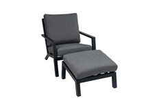 Bezano Loungestoel | Grey + Voetenbank Bezano | Grey