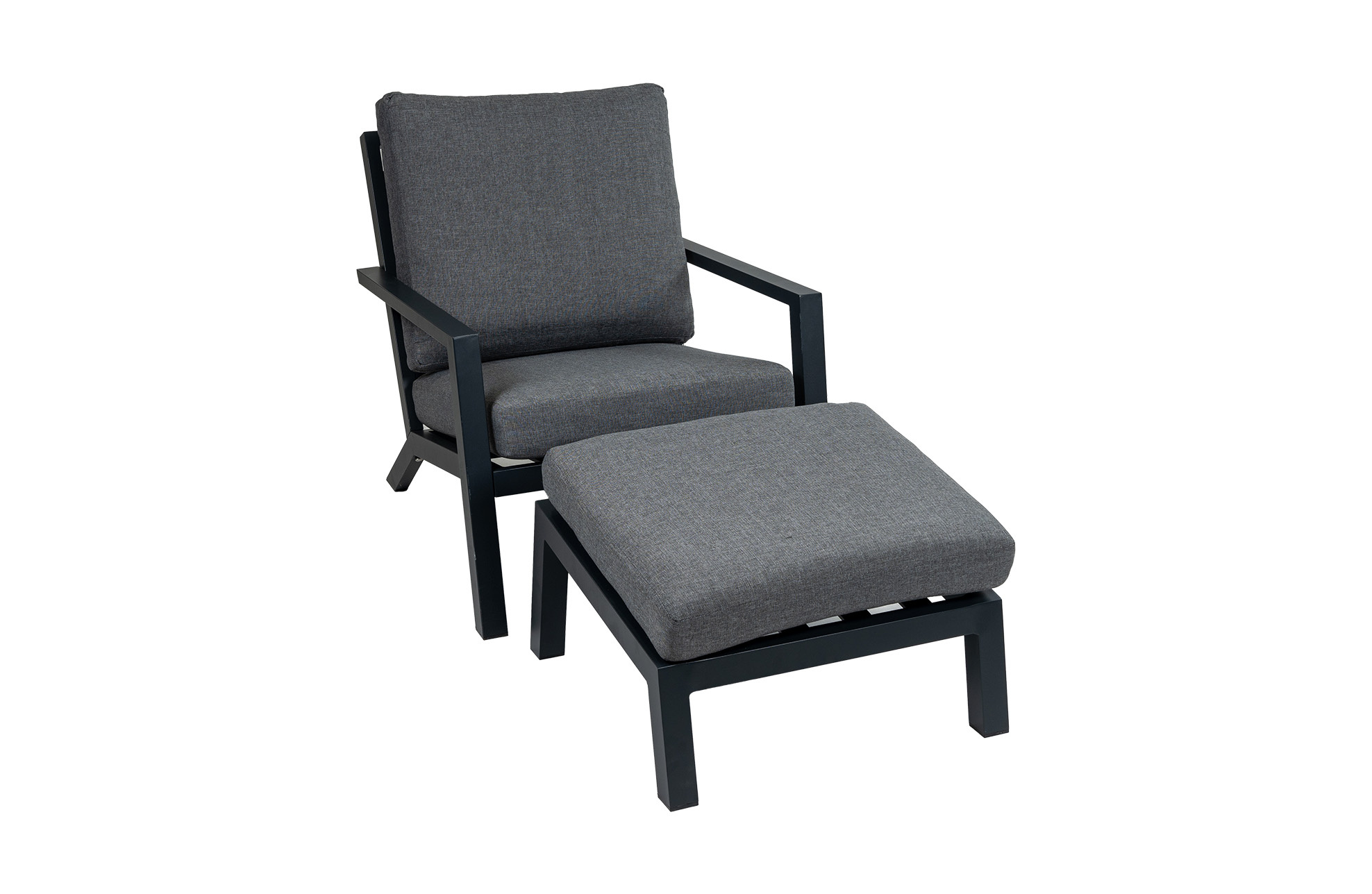 4 Seizoenen Tuinmeubelen Bezano Loungestoel | Grey + Voetenbank Bezano | Grey