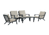 4x Bezano loungestoel | Off White + Loungetafel Bezano 120x60cm | Matt Black | Aluminium