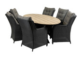 7-delige tuinset | 6 Dublin tuinstoelen | 220cm ovale Cyprus tuintafel