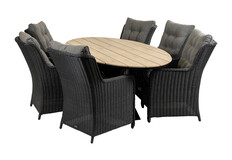 7-delige tuinset | 6 Dublin tuinstoelen | 220cm ovale Cyprus tuintafel
