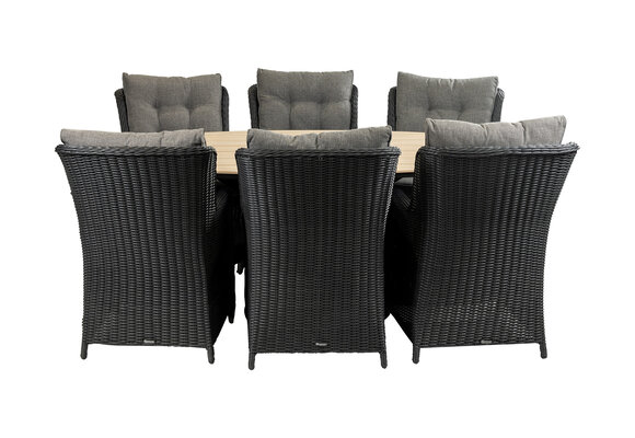 7-delige tuinset | 6 Dublin tuinstoelen (BL) | 220cm ovale Cyprus tuintafel (Wood)