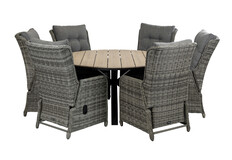7-delige ronde tuinset | 6 Dublin verstelbare stoelen | ⌀150cm Cyprus tuintafel