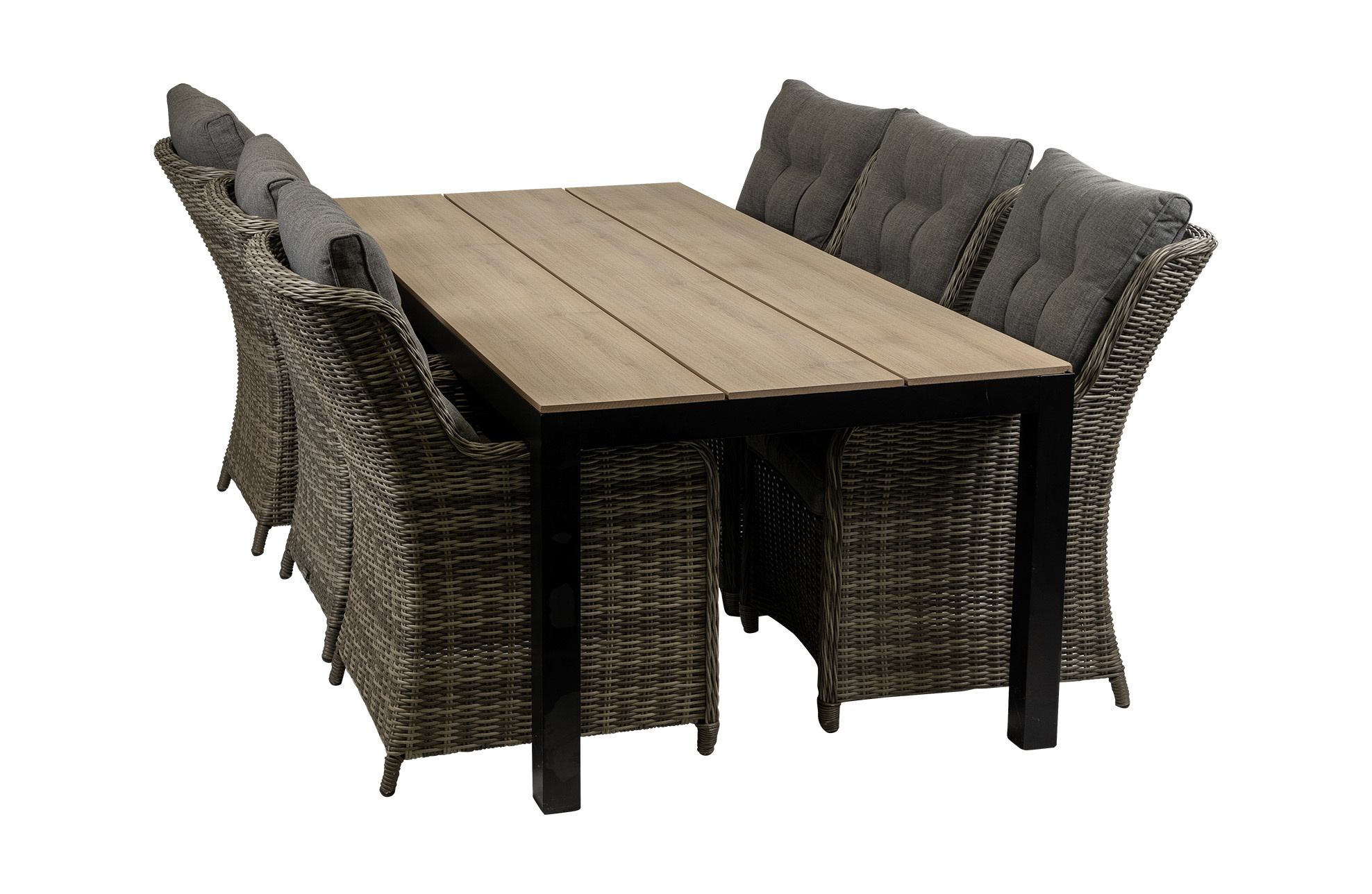 4 Seizoenen Tuinmeubelen 7-delige tuinset | 6 Dublin tuinstoelen (AG) | 225 cm Cyprus tuintafel (Wood)